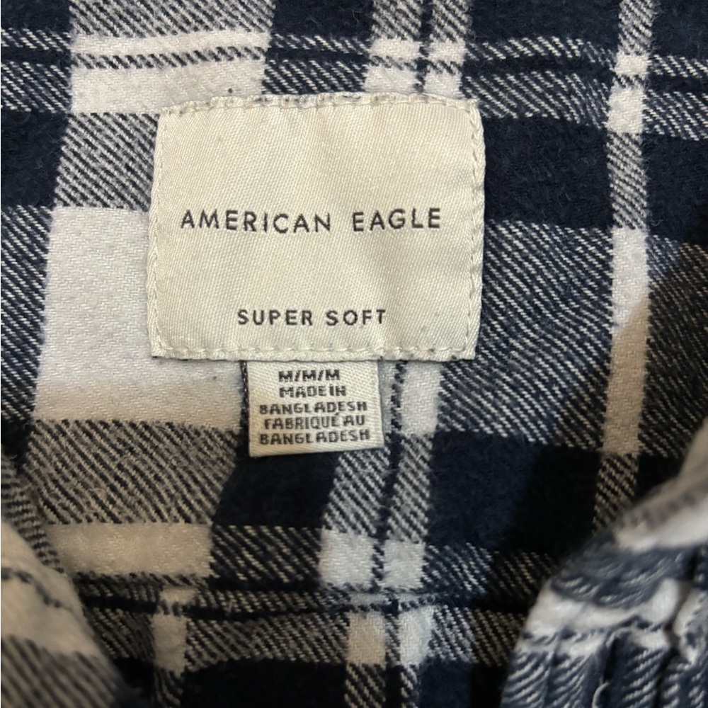 Blue&White American Eagle Flannel with Front Pocket - Picture 3 of 4